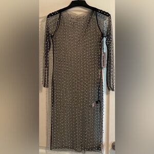 Black Sheer Net with Pearls and Jewels. Brand New With Tags